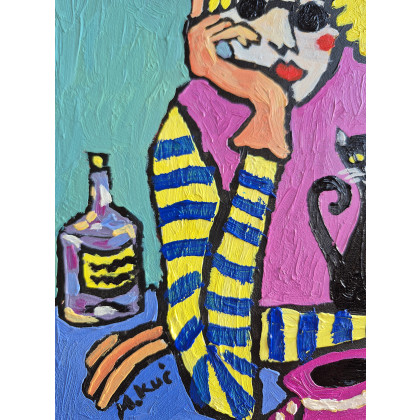 Marlena Kuć - obrazy olejne - kocie wczasy, relaks na stole foto #3