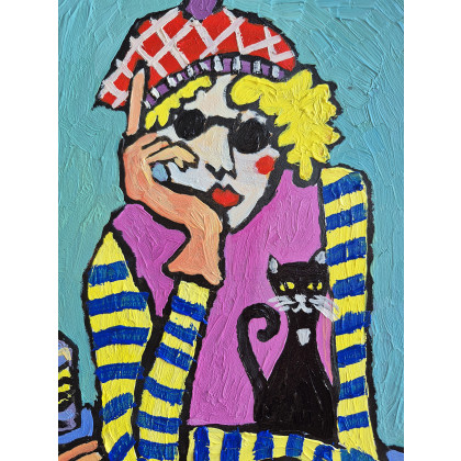 Marlena Kuć - obrazy olejne - kocie wczasy, relaks na stole foto #4