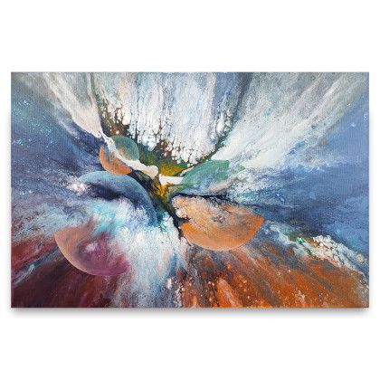 Zderzenie - Kosmiczna abstrakcja na płótnie 40x60, Elżbieta Hanarz, obrazy akryl