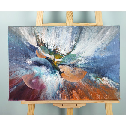 Elżbieta Hanarz - obrazy akryl - Zderzenie - Kosmiczna abstrakcja na płótnie 40x60 foto #1