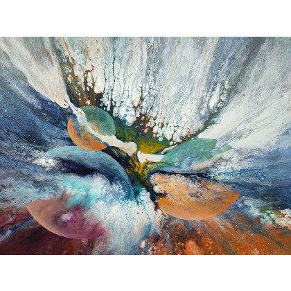 Elżbieta Hanarz - obrazy akryl - Zderzenie - Kosmiczna abstrakcja na płótnie 40x60 foto #3