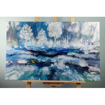 Elżbieta Hanarz - obrazy akryl - Zimowy krajobraz - Akryl na płótnie 50x80 foto #1