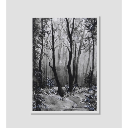 Polanka- monochromatyczna akwarela A4, Jolanta Frankiewicz, obrazy akwarela