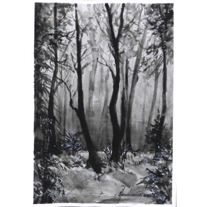 Jolanta Frankiewicz - obrazy akwarela - Polanka- monochromatyczna akwarela A4 foto #4