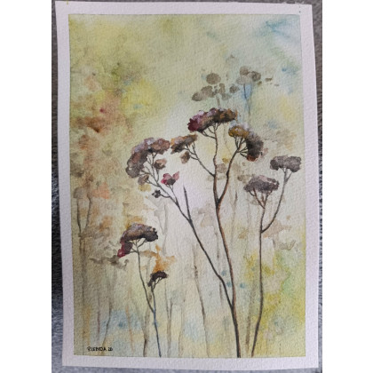 Paulina Lebida - obrazy akwarela - Trawki-  akwarela formatu A5 foto #2