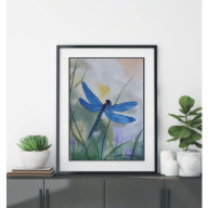 ORYGINALNA AKWARELA PT: NIEBIESKA WAŻKA – RĘCZNIE MALOWANA, UNIKAT