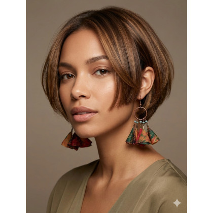 Kolczyki Kwiatki Kolorowe z Koralikami Etno Biżuteria, unikatart, kolczyki 