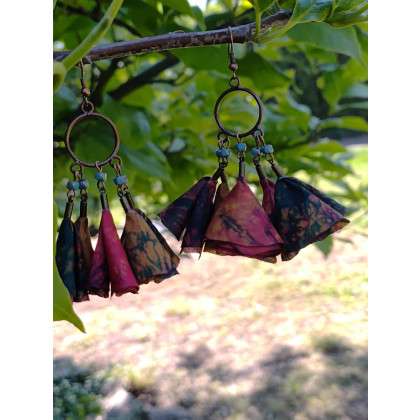 unikatart - kolczyki  - Kolczyki Kwiatki Kolorowe z Koralikami Etno Biżuteria foto #1