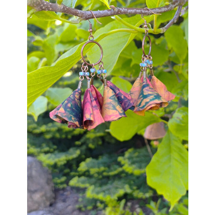 unikatart - kolczyki  - Kolczyki Kwiatki Kolorowe z Koralikami Etno Biżuteria foto #2