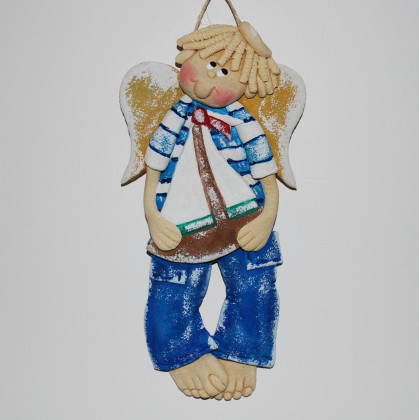 Hej żeglujże - aniołek z masy solnej, prezent, dekoracja, magosza, anioły i aniołki