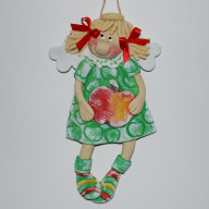 A kto jabłka lubi? - aniołek z masy solnej, prezent, dekoracja