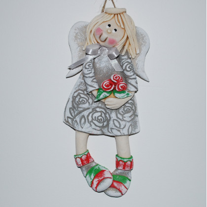 magosza - anioły i aniołki - Komu Róże? Komu? - aniołek z masy solnej, prezent, dekoracja foto #1