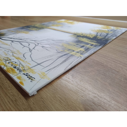 Marzena Dymek - obrazy akryl - RĘCZNIE MALOWANY OBRAZ Z RAMĄ I CYTATEM- POLSKI PEJZAŻ ZE ZŁOTYMI REFLEKSAMI foto #1