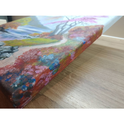 Marzena Dymek - obrazy akryl - RĘCZNIE MALOWANY OBRAZ AKRYLOWY W RAMIE Z CYTATEM- POLSKI PEJZAŻ TANIEC Z BARW foto #1