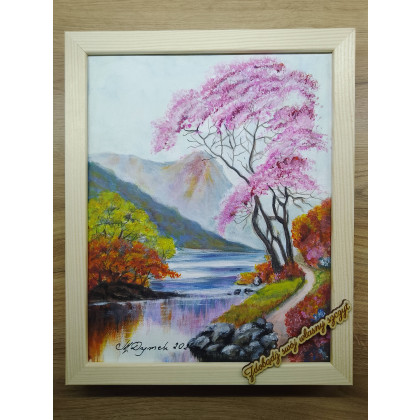 Marzena Dymek - obrazy akryl - RĘCZNIE MALOWANY OBRAZ AKRYLOWY W RAMIE Z CYTATEM- POLSKI PEJZAŻ TANIEC Z BARW foto #4