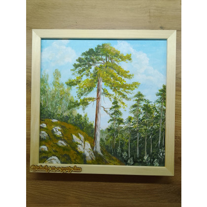 Marzena Dymek - obrazy akryl - RĘCZNIE MALOWANY AKRYLOWY OBRAZ Z RAMĄ I CYTATEM - PRZENIEŚ DO WNĘTRZ ZAPACH LASU foto #4