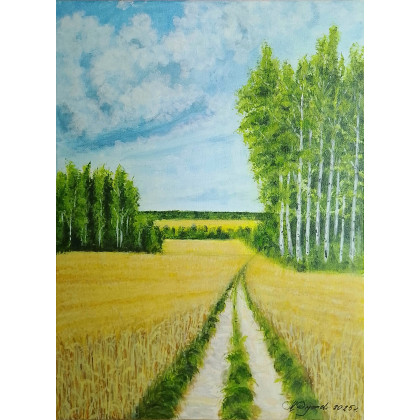 Marzena Dymek - obrazy akryl - RĘCZNIE MALOWANY OBRAZ AKRYLOWY W RAMIE Z CYTATEM- POCZUJ SIELSKI KLIMAT foto #2