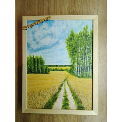 Marzena Dymek - obrazy akryl - RĘCZNIE MALOWANY OBRAZ AKRYLOWY W RAMIE Z CYTATEM- POCZUJ SIELSKI KLIMAT foto #4