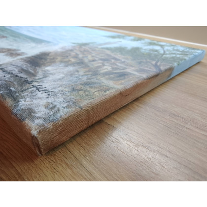 Marzena Dymek - obrazy akryl - RĘCZNIE MALOWANY OBRAZ AKRYLOWY W RAMIE Z CYTATEM- PEJZAŻ MARYNISTYCZNY foto #1