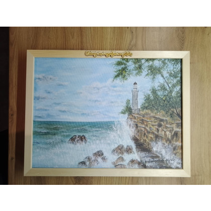 Marzena Dymek - obrazy akryl - RĘCZNIE MALOWANY OBRAZ AKRYLOWY W RAMIE Z CYTATEM- PEJZAŻ MARYNISTYCZNY foto #4