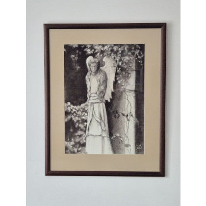 Lanckoroński Anioł rysunek sepią, Małgorzata Domańska, rysunek ołówkiem