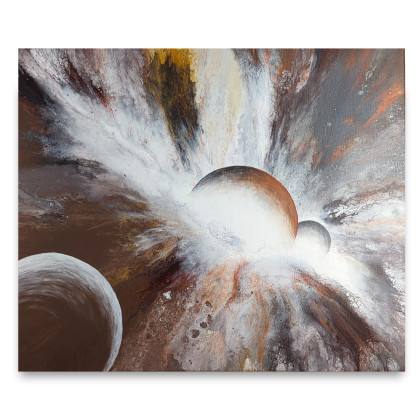 Narodziny - Abstrakcja kosmiczna na płótnie 50x60, Elżbieta Hanarz, obrazy akryl