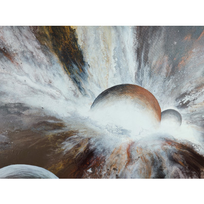 Elżbieta Hanarz - obrazy akryl - Narodziny - Abstrakcja kosmiczna na płótnie 50x60 foto #3