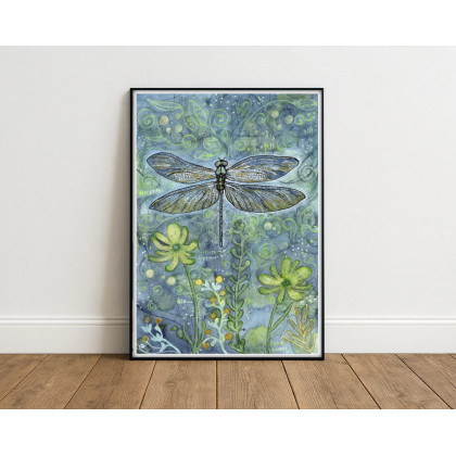 Akwarela A4.  Ważka, Małgorzata Domańska ART, obrazy akwarela