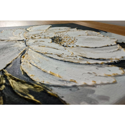 Marzena Dymek - obrazy akryl - EKSKLUZYWNA DEKORACJA GLAMOUR - OBRAZ STRUKTURALNY Z TEKSTURĄ 3D RANNY ROZKWIT (darmowa dostawa) foto #2