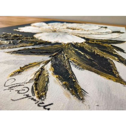 Marzena Dymek - obrazy akryl - EKSKLUZYWNA DEKORACJA GLAMOUR - OBRAZ STRUKTURALNY Z TEKSTURĄ 3D RANNY ROZKWIT (darmowa dostawa) foto #3