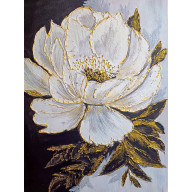 EKSKLUZYWNA DEKORACJA GLAMOUR - OBRAZ STRUKTURALNY Z TEKSTURĄ 3D ZŁOCISTY ROZKWIT