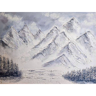 SKANDYNAWSKA DEKORACJA - OBRAZ STRUKTURALNY Z TEKSTURĄ 3D MROŹNY SZCZYT