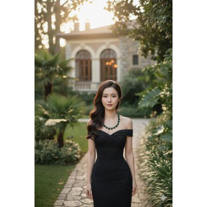 unikatart - korale,naszyjniki - Naszyjnik Elegancki z Zielonych Korali – Styl Vintage / Klasyka foto #1