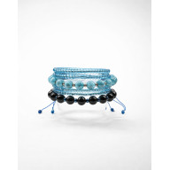 Bransoletka Akwamarynowy Trio-Stack Howlit Turkusowe Kulki