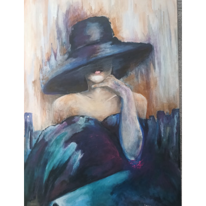 Kapelusznica, Bozena Chlopecka, olej + akryl