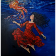 SPOTKANIE W GŁĘBINACH, OBRAZ OLEJNY, MALARSTWO