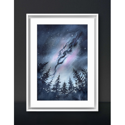 Akwarela A4 Kosmos i las, Yunona Kucherevska, obrazy akwarela