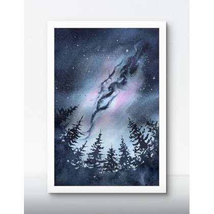 Yunona Kucherevska - obrazy akwarela - Akwarela A4 Kosmos i las foto #1