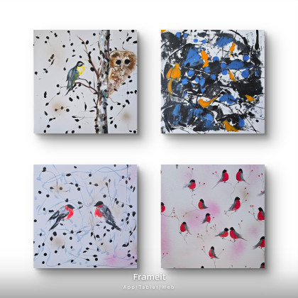 Lesna kompozycja na plotnie, Ewa Mościszko, olej + akryl