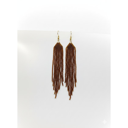 unikatart - kolczyki  - Kolczyki Chocolate Długie Kolczyki Beadingowe - Głęboki Brąz (13,5 cm) foto #1