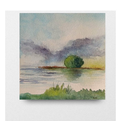 Drzewko-  akwarela formatu 15/15 cm, Paulina Lebida, obrazy akwarela