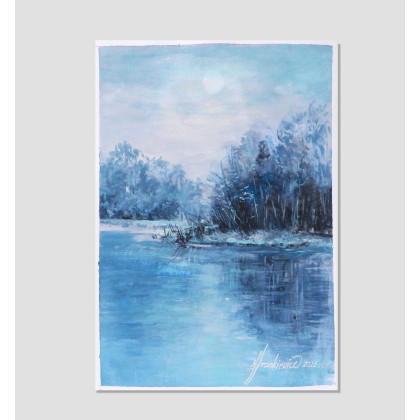 Indygo- monochromatyczna akwarela A4, Jolanta Frankiewicz, obrazy akwarela