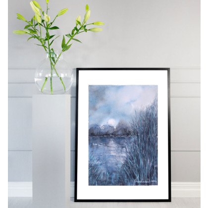 Jolanta Frankiewicz - obrazy akwarela - Niebieski- monochromatyczna akwarela A4 foto #2