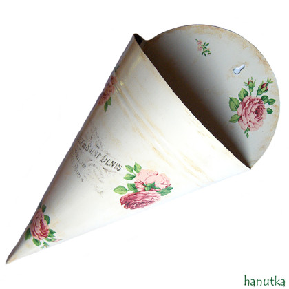 hanutka - dekory wiszące - RÓŻANY ROŻEK - osłonka na doniczkę foto #3