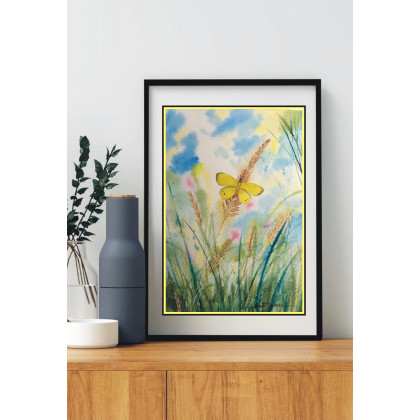 Oryginalna Akwarela pt: Motyl Cytrynek – Ręcznie malowana, Unikat, Beata Rudecka, obrazy akwarela