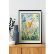 Oryginalna Akwarela pt: Motyl Cytrynek – Ręcznie malowana, Unikat