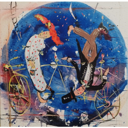 Tandem miłości..., Dariusz Grajek, olej + akryl