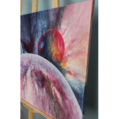 Elżbieta Hanarz - obrazy akryl - Beyond the Stars - Kosmiczna abstrakcja na płótnie 50x70 foto #4