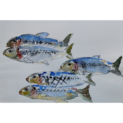 ML - obrazy akwarela - Akwarela-sardynki foto #1