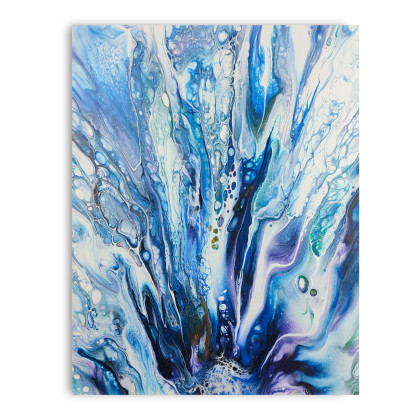 Blue Splash - Obraz wykonany metodą pouringu na płótnie 40x50, Elżbieta Hanarz, obrazy akryl